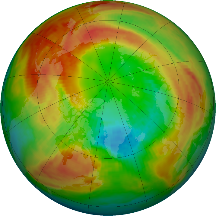 Arctic ozone map for 28 February 1986